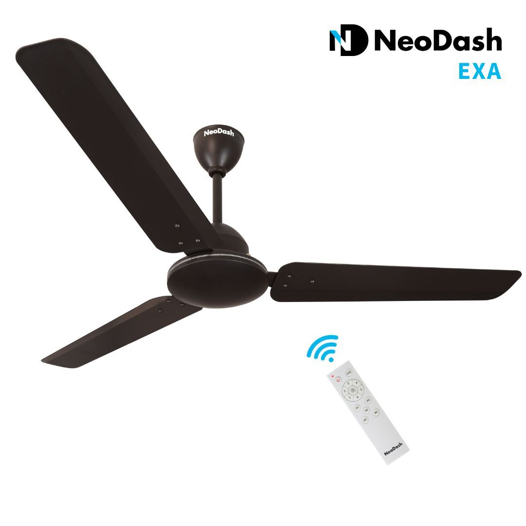 NeoDash EXA 1200mm Energy Saving BLDC 28W Ceiling Fan with Remote Control | BEE 5 Star Rated | Anti Rust | High Speed | 3 Year On-Site Warranty ( Matte Black Color)