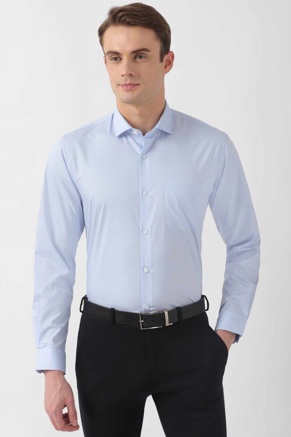 Men Blue Slim Fit Formal Full Sleeves Formal Shirt
