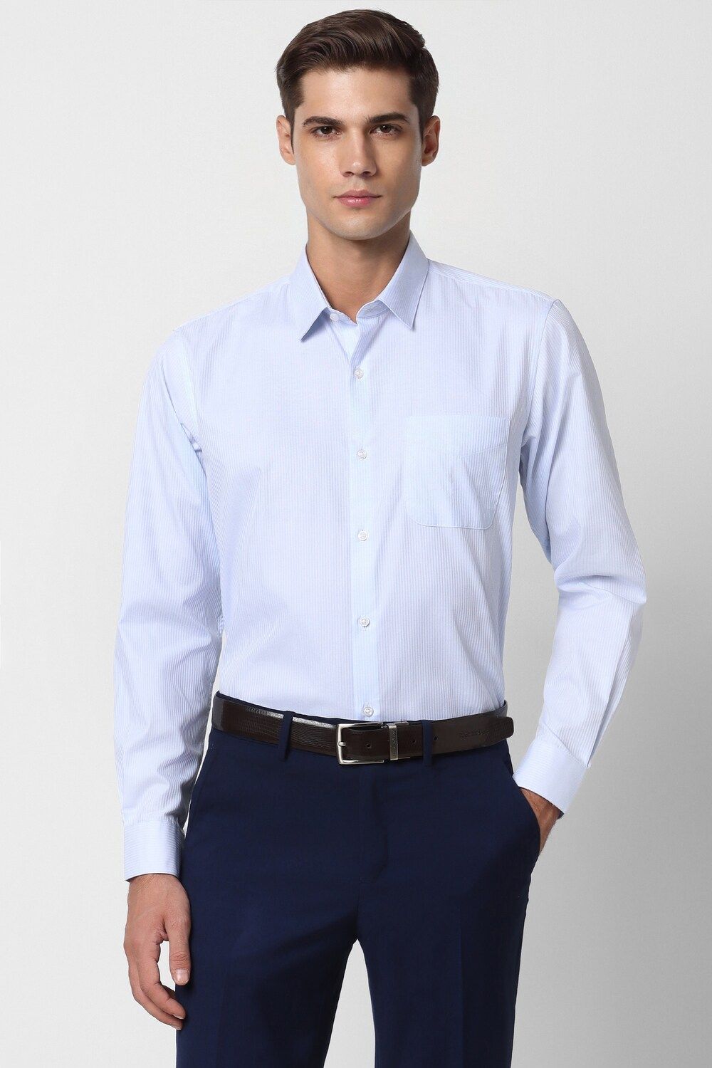 Men Blue Regular Fit Formal Full Sleeves Formal Shirt
