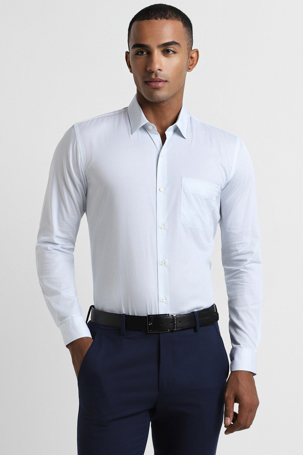 Men Blue Regular Fit Formal Full Sleeves Formal Shirt