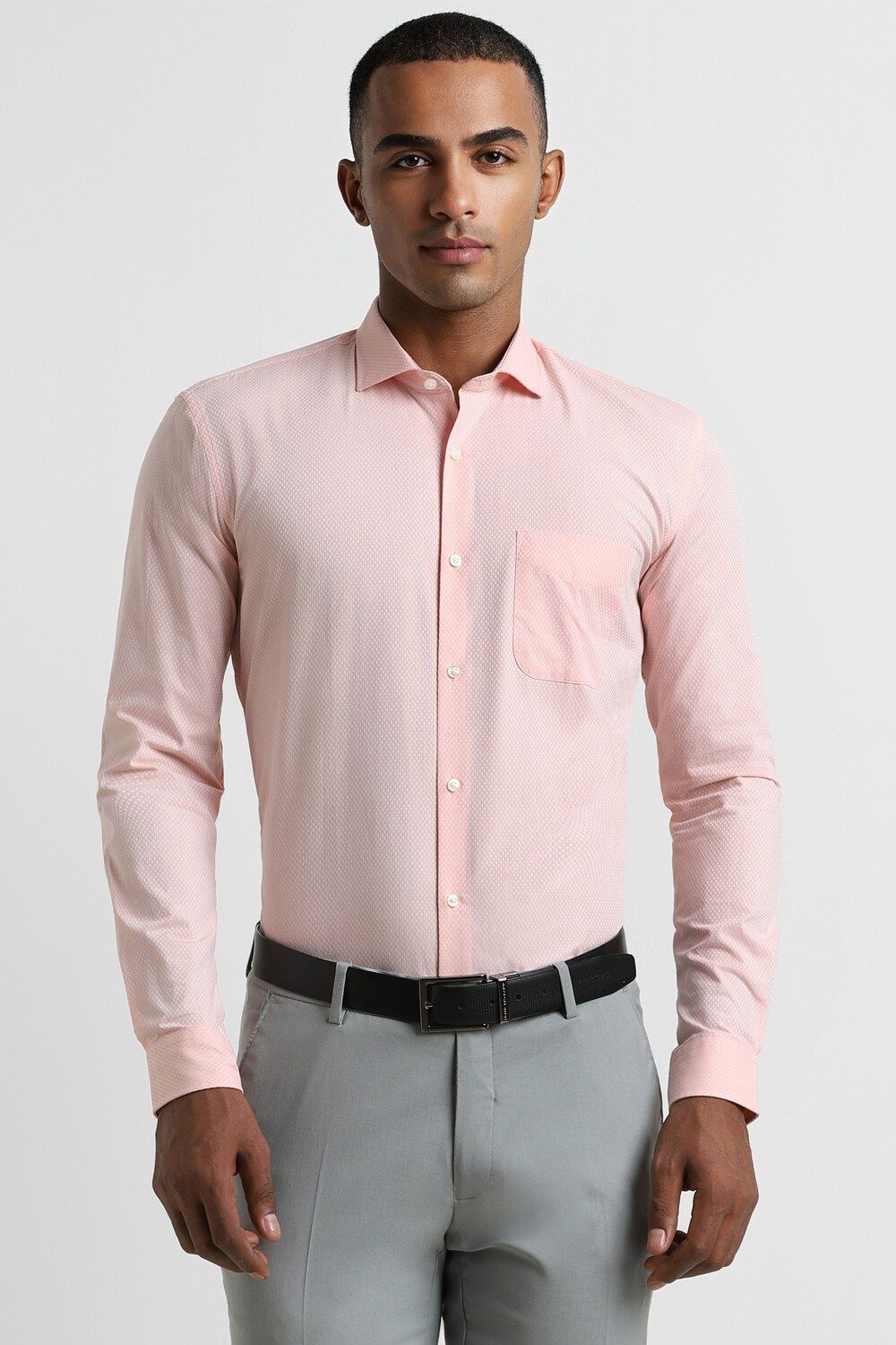 Men Pink Regular Fit Formal Full Sleeves Formal Shirt