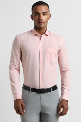 Men Pink Regular Fit Formal Full Sleeves Formal Shirt