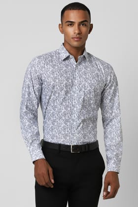 Men Grey Regular Fit Formal Full Sleeves Formal Shirt