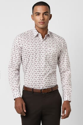 Men White Regular Fit Formal Full Sleeves Formal Shirt