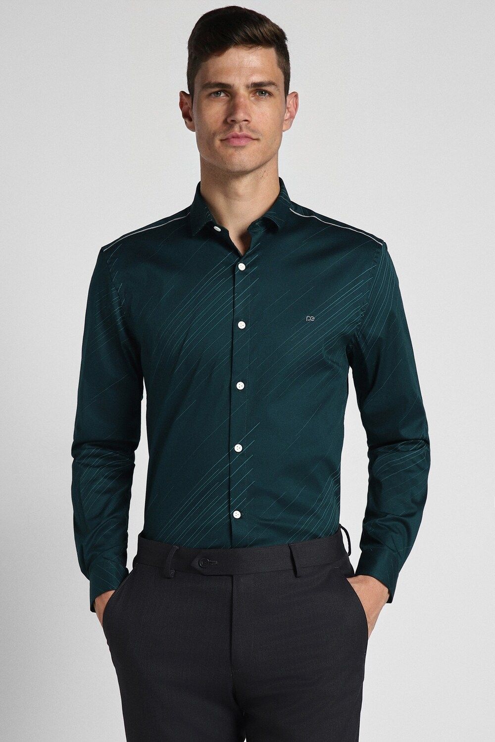 Men Green Super Slim Fit Formal Full Sleeves Formal Shirt