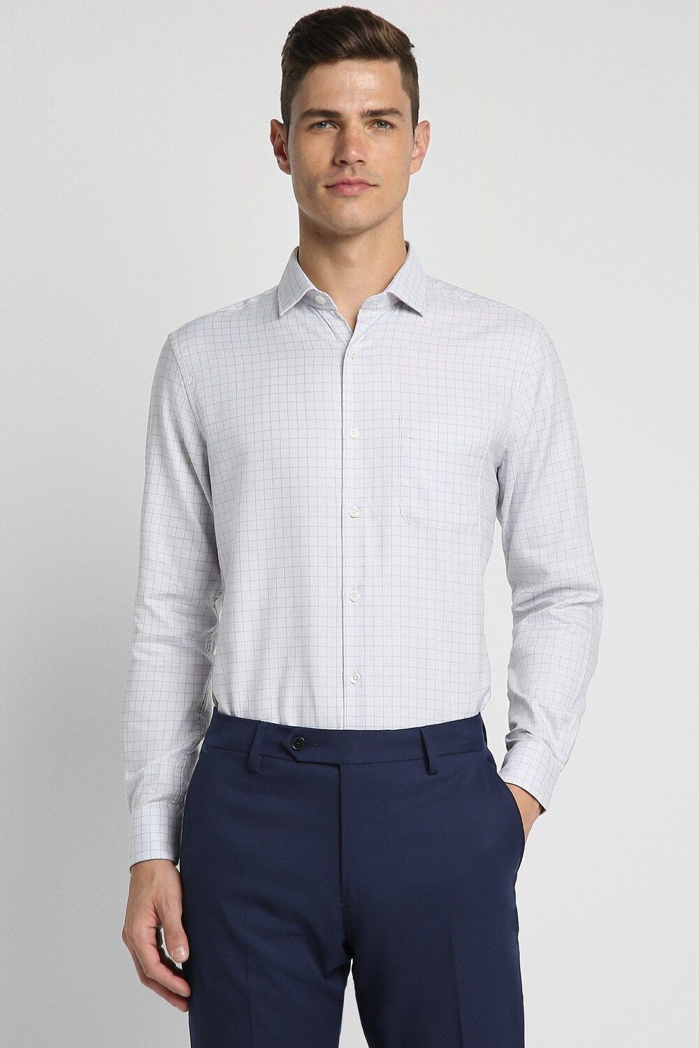 Men White Slim Fit Formal Full Sleeves Formal Shirt