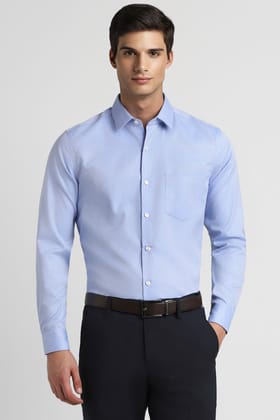 Men Blue Slim Fit Formal Full Sleeves Formal Shirt
