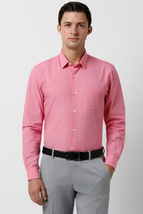 Men Pink Slim Fit Formal Full Sleeves Formal Shirt