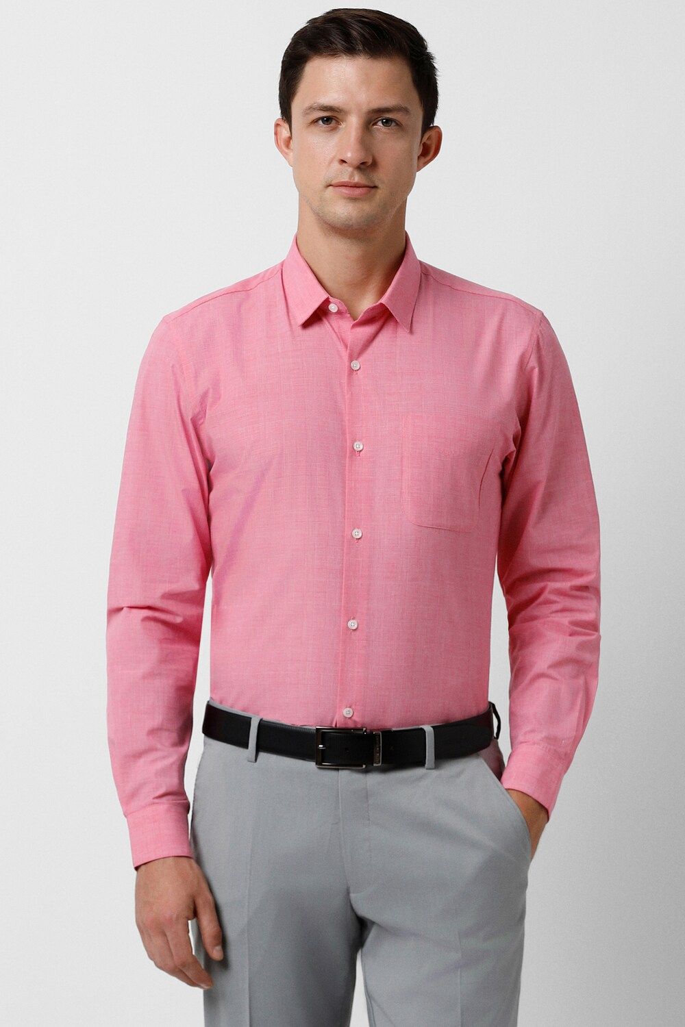 Men Pink Slim Fit Formal Full Sleeves Formal Shirt