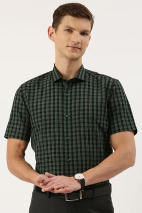 Men Grey Slim Fit Formal Half Sleeves Formal Shirt