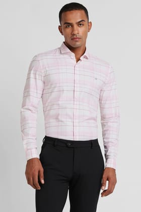 Men Pink Super Slim Fit Formal Full Sleeves Formal Shirt