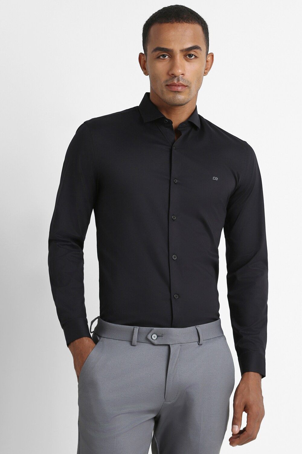 Men Black Super Slim Fit Formal Full Sleeves Formal Shirt