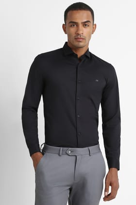 Men Black Super Slim Fit Formal Full Sleeves Formal Shirt