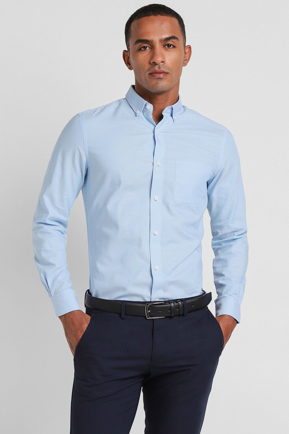 Men Blue Slim Fit Formal Full Sleeves Formal Shirt