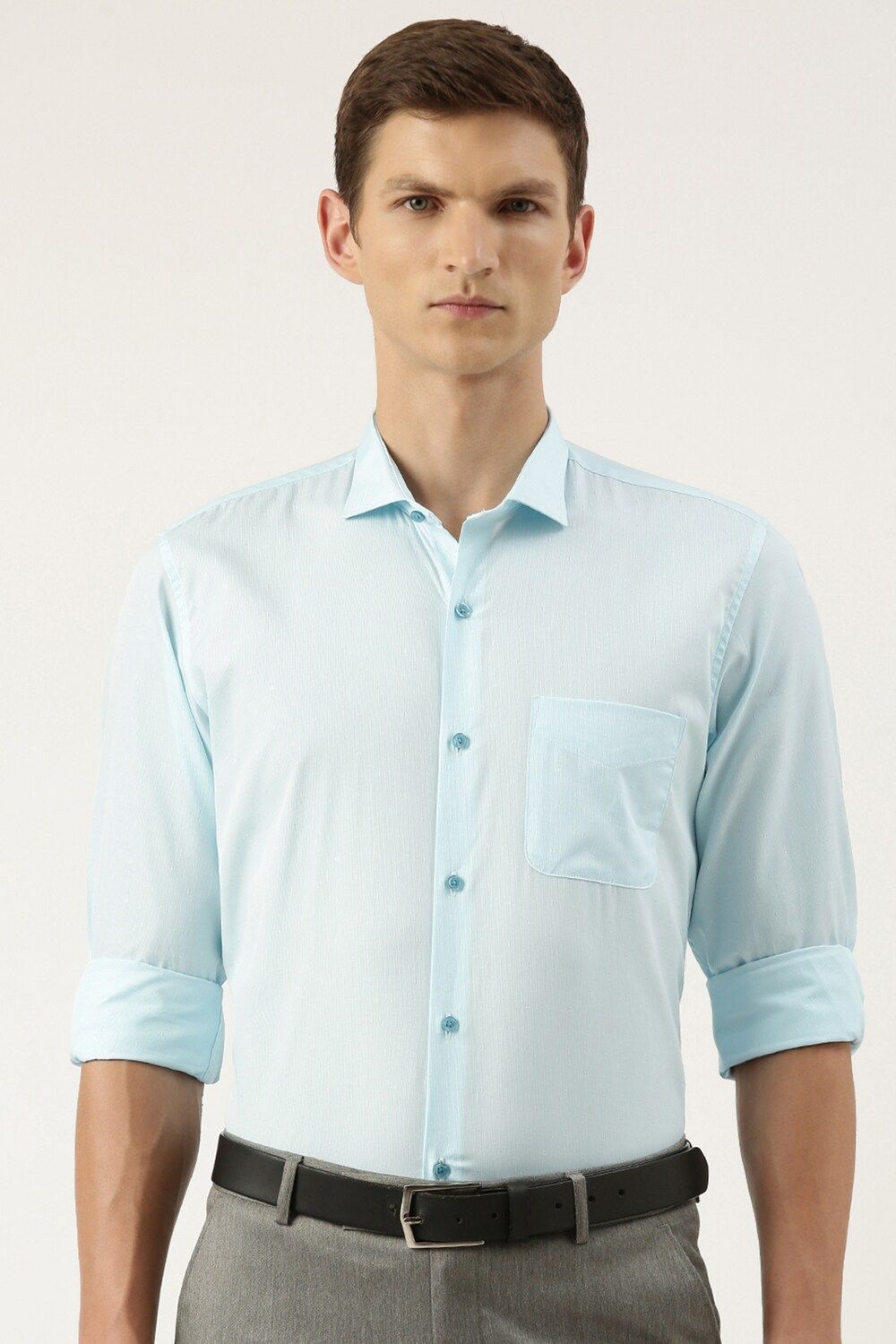 Men Blue Slim Fit Formal Full Sleeves Formal Shirt