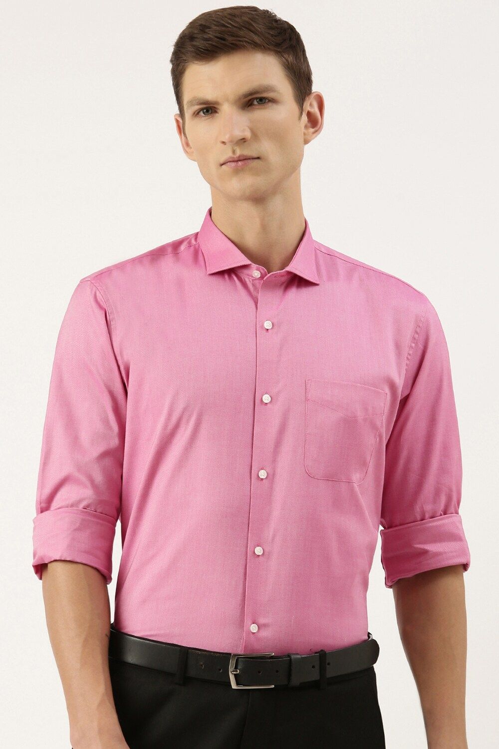 Men Pink Regular Fit Formal Full Sleeves Formal Shirt