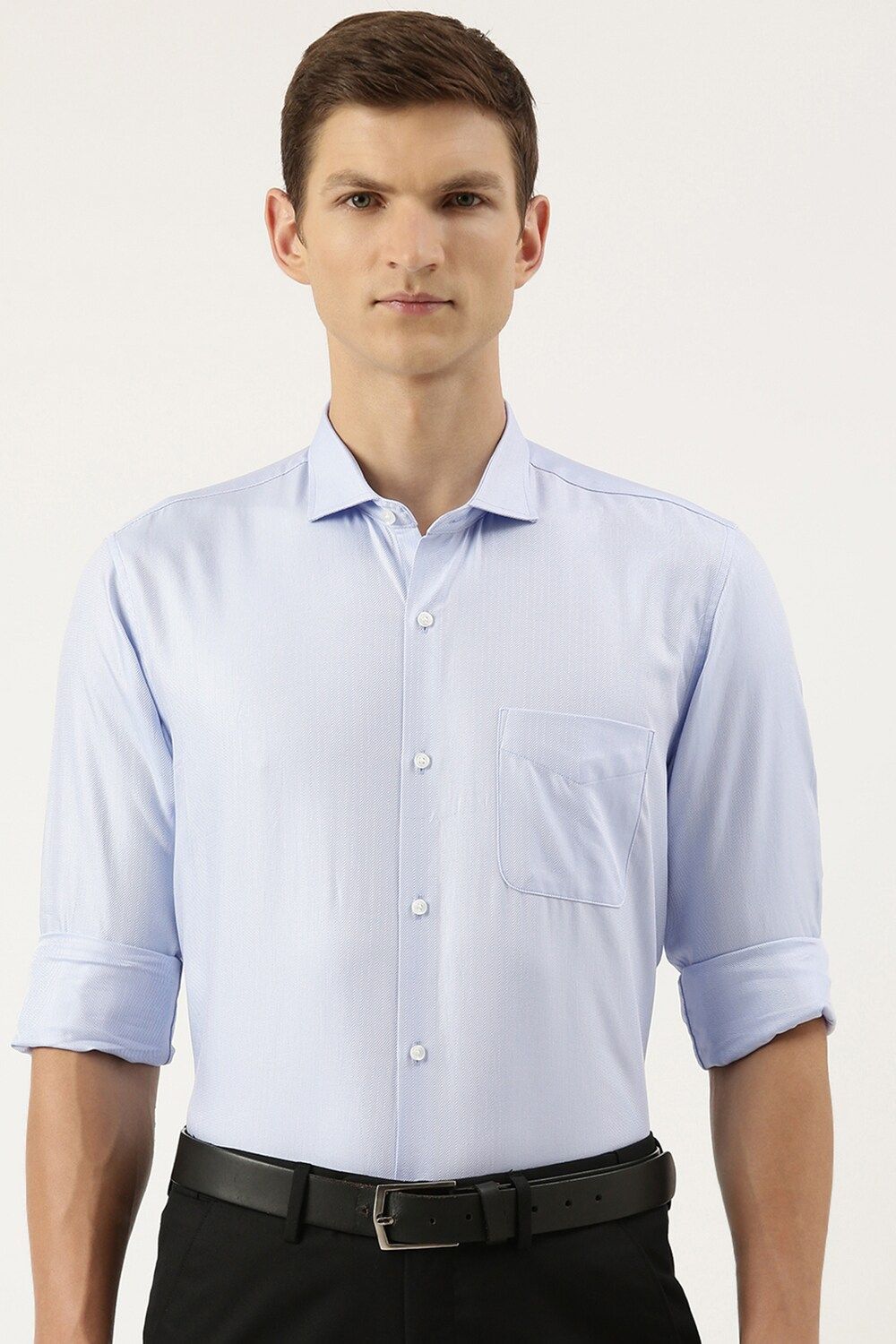Men Blue Regular Fit Formal Full Sleeves Formal Shirt