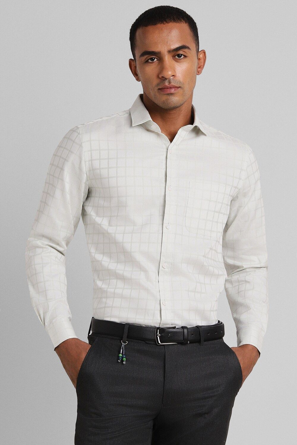 Men Cream Slim Fit Formal Full Sleeves Formal Shirt