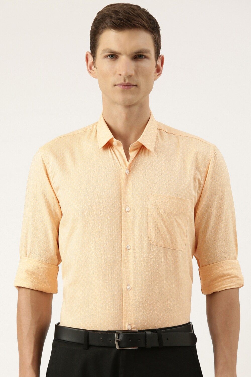 Men Beige Regular Fit Formal Full Sleeves Formal Shirt