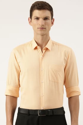 Men Beige Regular Fit Formal Full Sleeves Formal Shirt