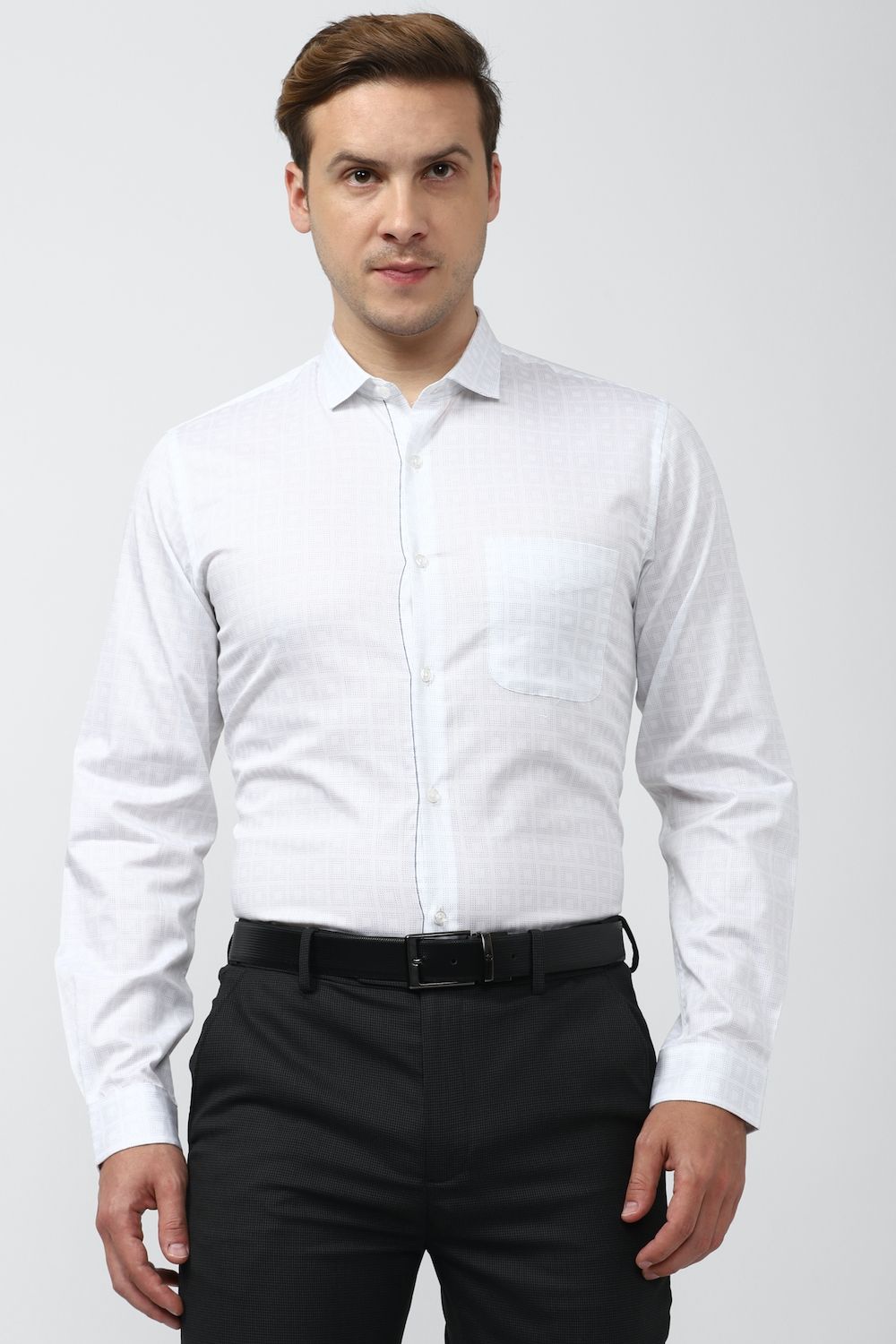 Men White Slim Fit Formal Full Sleeves Formal Shirt