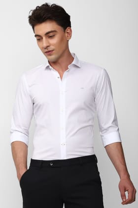 Men White Super Slim Fit Formal Full Sleeves Formal Shirt