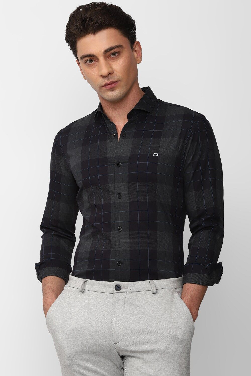 Men Black Super Slim Fit Formal Full Sleeves Formal Shirt