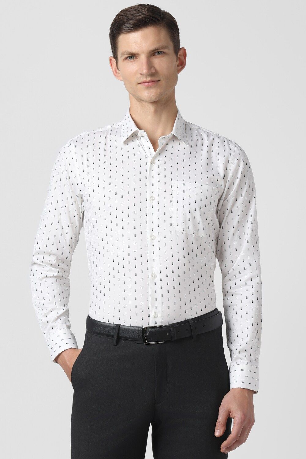 Men White Slim Fit Formal Full Sleeves Formal Shirt