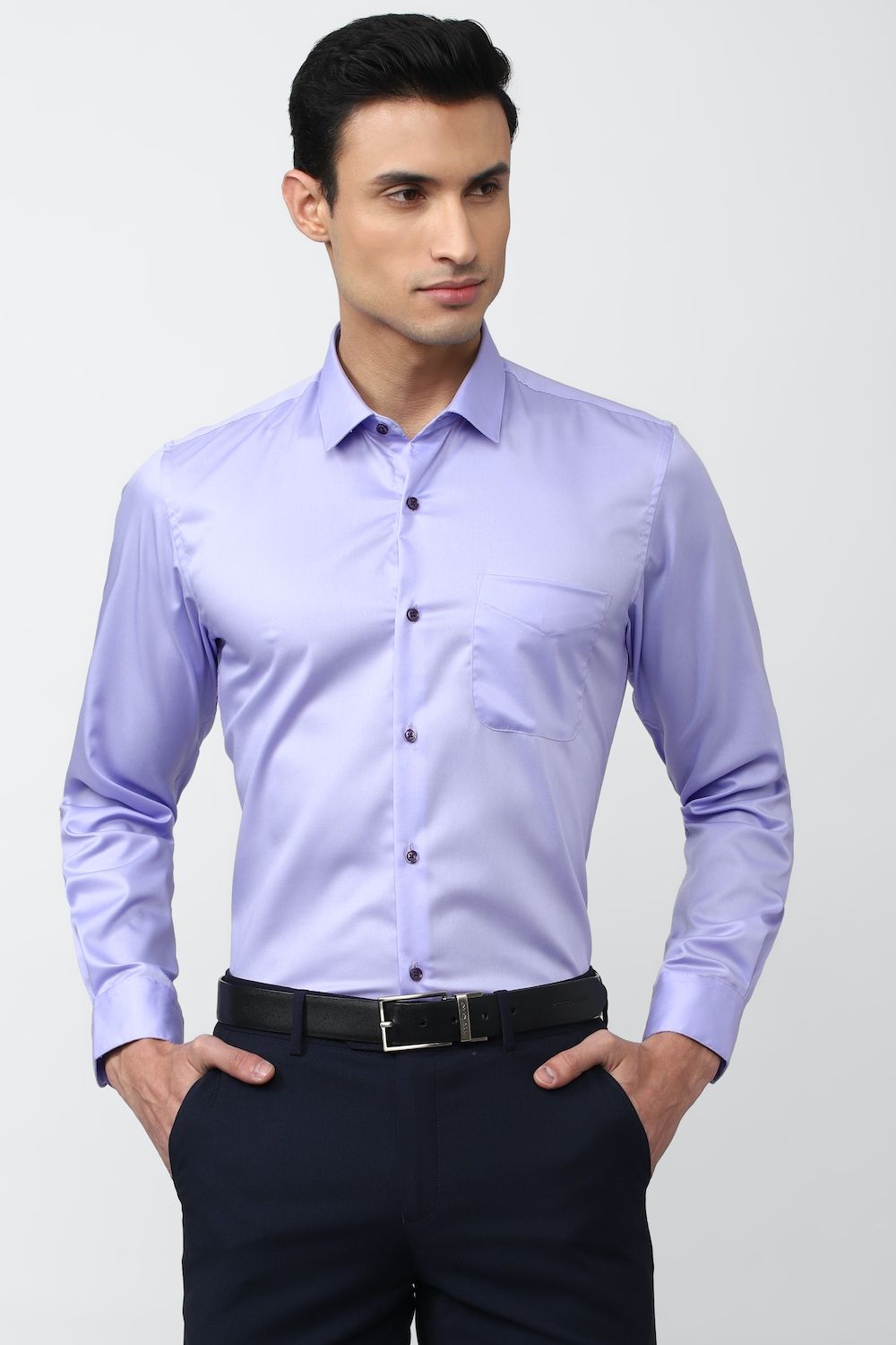 Men Purple Slim Fit Formal Full Sleeves Formal Shirt