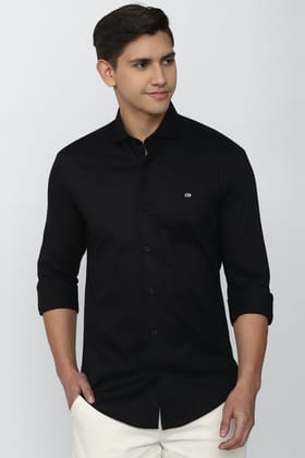 Men Black Super Slim Fit Formal Full Sleeves Formal Shirt