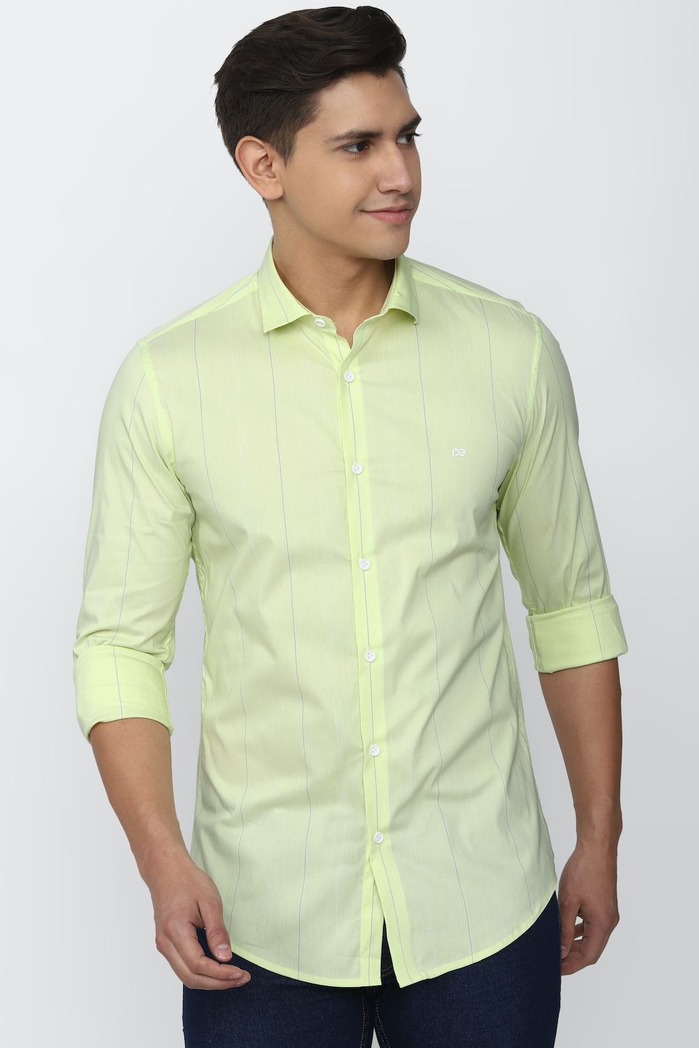 Men Green Super Slim Fit Formal Full Sleeves Formal Shirt