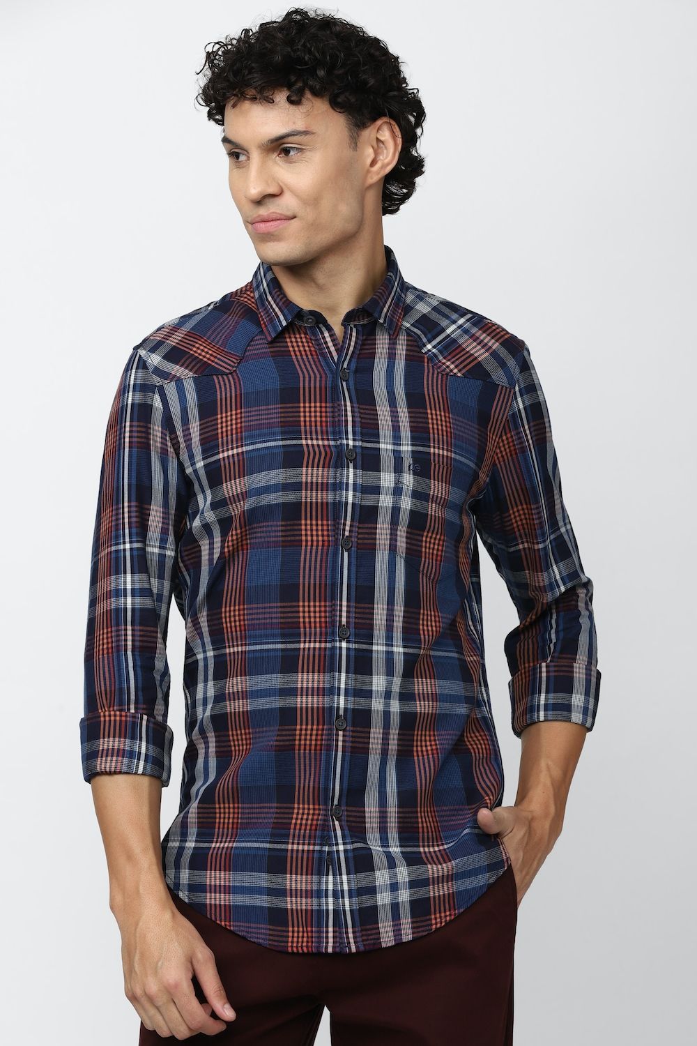 Men Multi Super Slim Fit Check Full Sleeves Casual Shirt