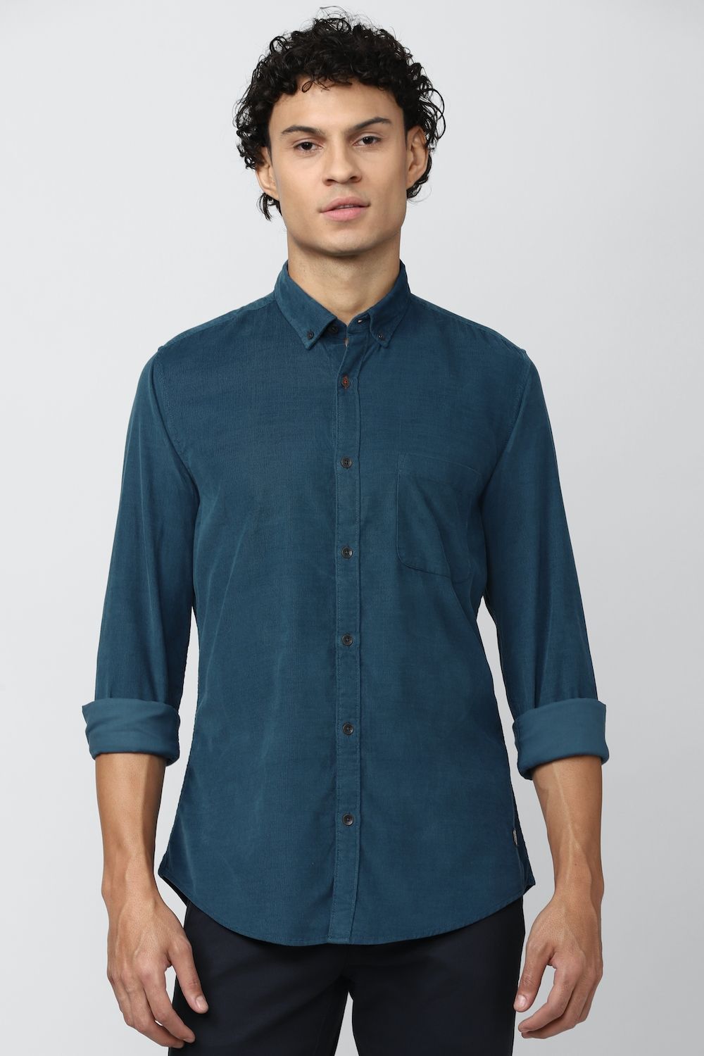 Men Blue Super Slim Fit Textured Full Sleeves Casual Shirt