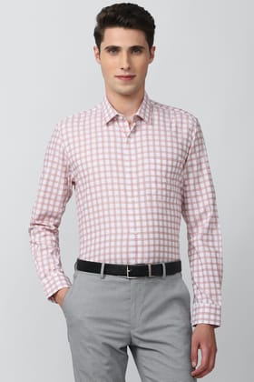 Men Pink Slim Fit Formal Full Sleeves Formal Shirt