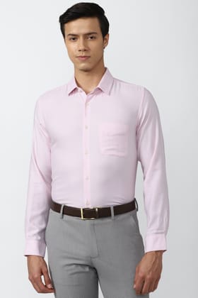 Men Pink Slim Fit Formal Full Sleeves Formal Shirt
