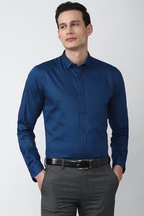 Peter England Blue Full Sleeves Formal Shirt