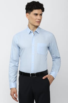 Men Blue Regular Fit Formal Full Sleeves Formal Shirt