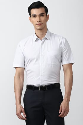 Men White Regular Fit Formal Half Sleeves Formal Shirt