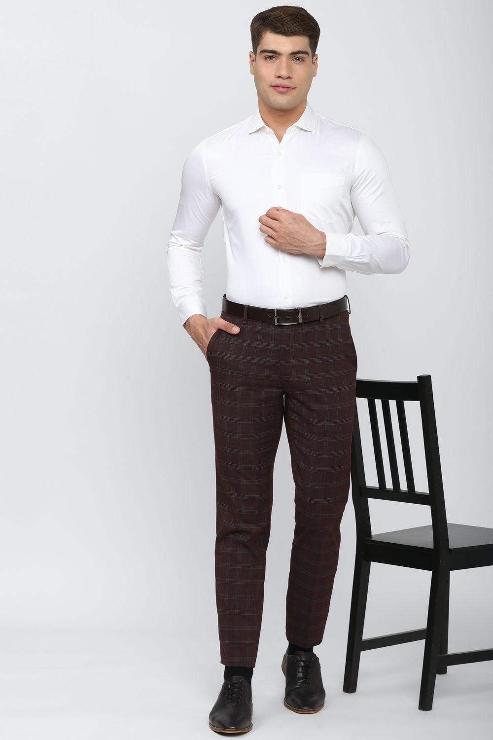 Men White Slim Fit Formal Full Sleeves Formal Shirt