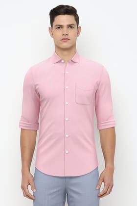 Men Pink Slim Fit Formal Full Sleeves Formal Shirt
