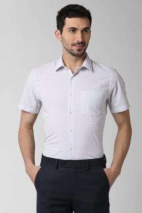 Men White Slim Fit Formal Half Sleeves Formal Shirt