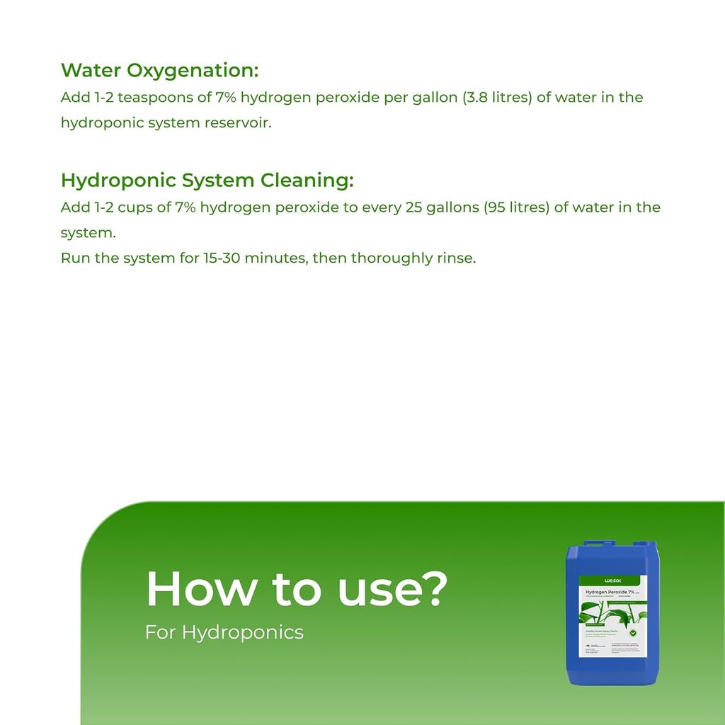 Wesol Hydrogen Peroxide for Plants Hydroponics Gardening Farming Food Grade 7.6% w/w 5 Litre Pack | Best for Cleaning Disinfectant Sterilization