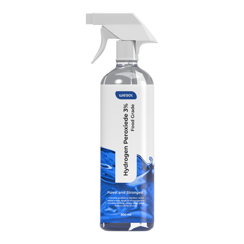 Wesol Hydrogen Peroxide 3% Food Grade | Multi-Use Disinfectant | Kills 99.9% Germs & Viruses | 500ml Pack - Best For Cleaning, General disinfection, deodorising, Hydroponics, Food production units.