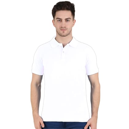 White T Shirt for Men Cotton Half Sleeve Plain Polo T Shirts for Men Regular Fit Solid Color Men's Collar White T Shirt for Men