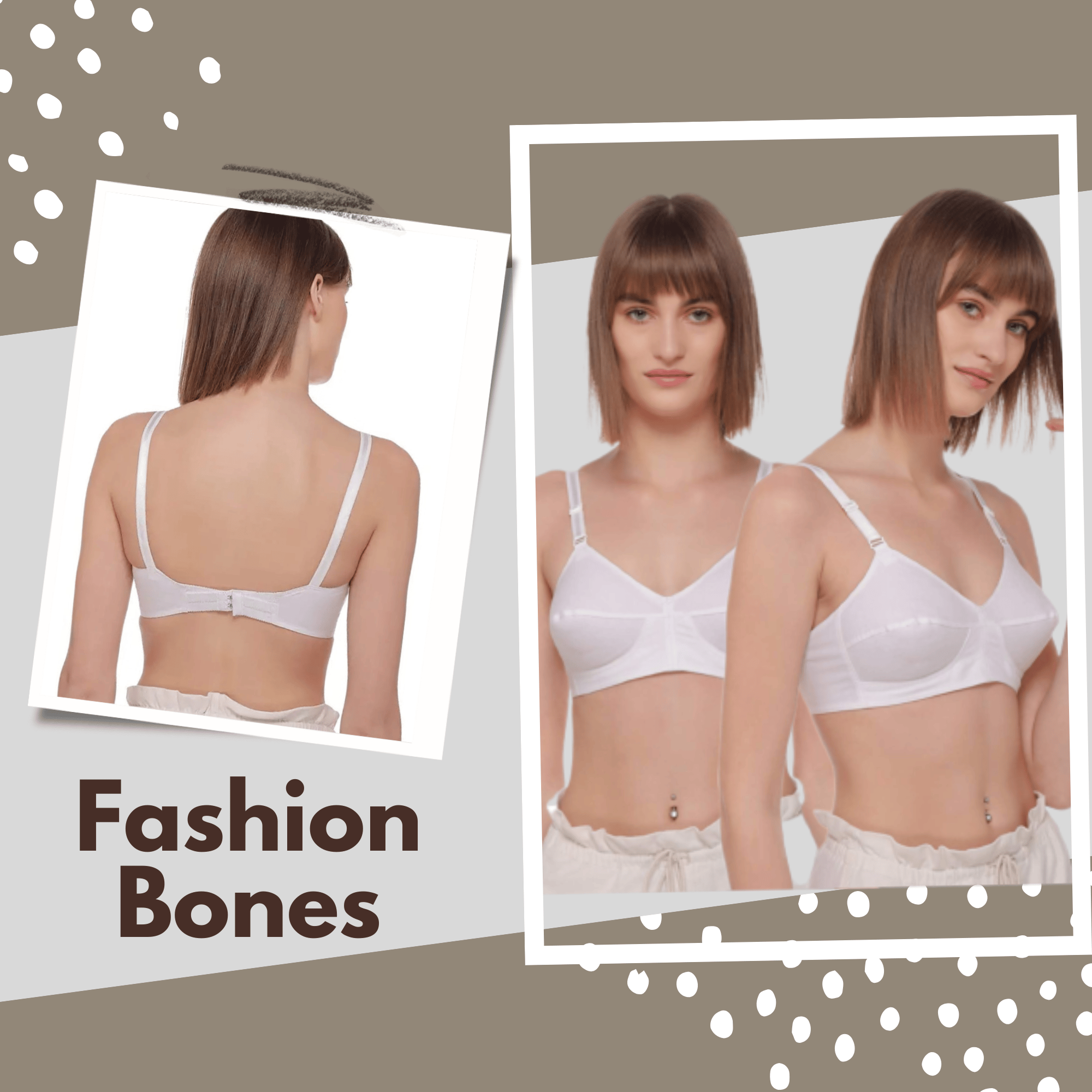 FASHION BONES Pure Cotton Non Padded Wire Free Dailywear Bra in Combo Pack  of 2