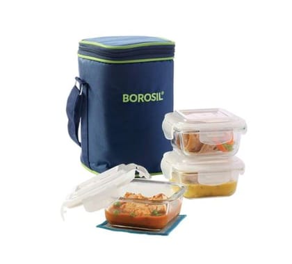 Borosil Glass Lunch Box Set of 3 (320 ml)