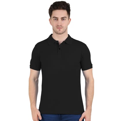 Polo T Shirt for Men Cotton Half Sleeve Collar Tshirt for Men Regular Fit Casual Solid Plain Black T Shirt for Men