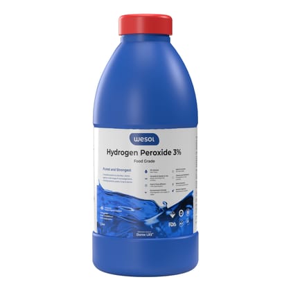 Wesol Hydrogen Peroxide 3% Food Grade | Multi-Use Disinfectant | Kills 99.9% Germs & Viruses | 1 Litre Pack - Best For Cleaning, General disinfection, deodorising, Hydroponics, Food production units.