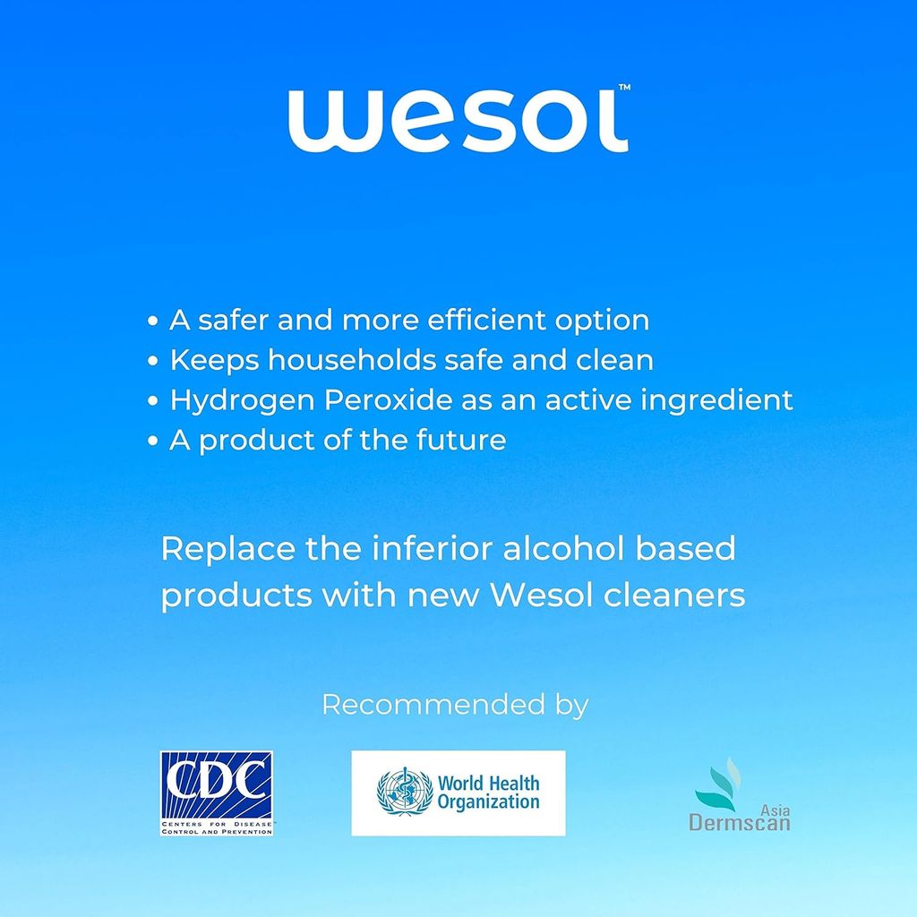 Wesol Hydrogen Peroxide 7.6% w/w Food Grade Multipurpose Disinfectant Solution - 1 Litre Pack | Best For Cleaning, disinfection. sterilization | Farming, Gardening, Hydroponics, Food production units
