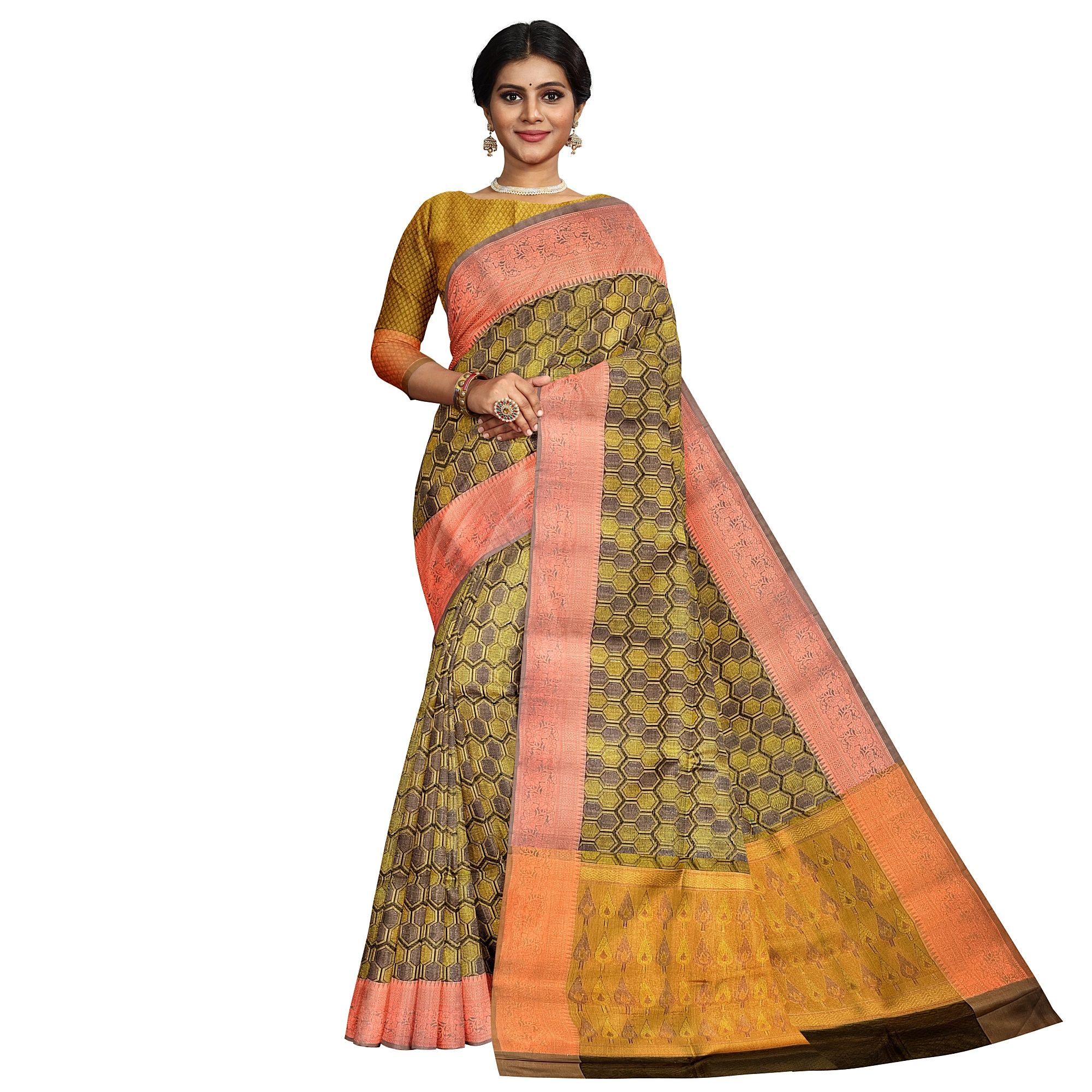 Light Yellow Color Soft Kora Muslin saree with Unstitched Blouse